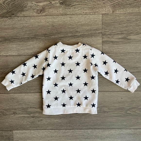 Astro Toddler Girl Long Sleeve Crewneck Sweater White & Black Stars 12-18 Months - Picture 3 of 7
